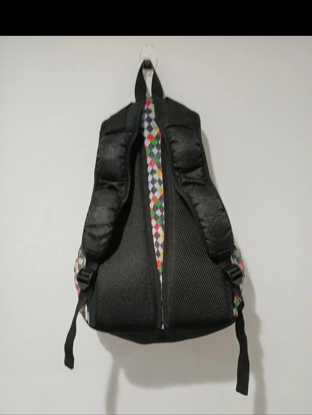 J WORLD Multi-Color Mesh Backpack Checker Geometric Print Bookbag Gym School